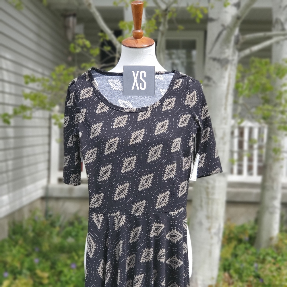 LuLaRoe Nicole dress, XS, black, beige